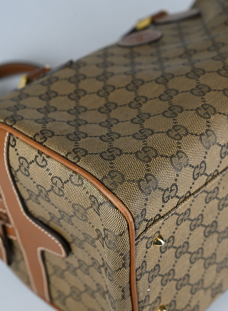 Gucci Bauletto Canvas Monogram GG Cuoio Vintage