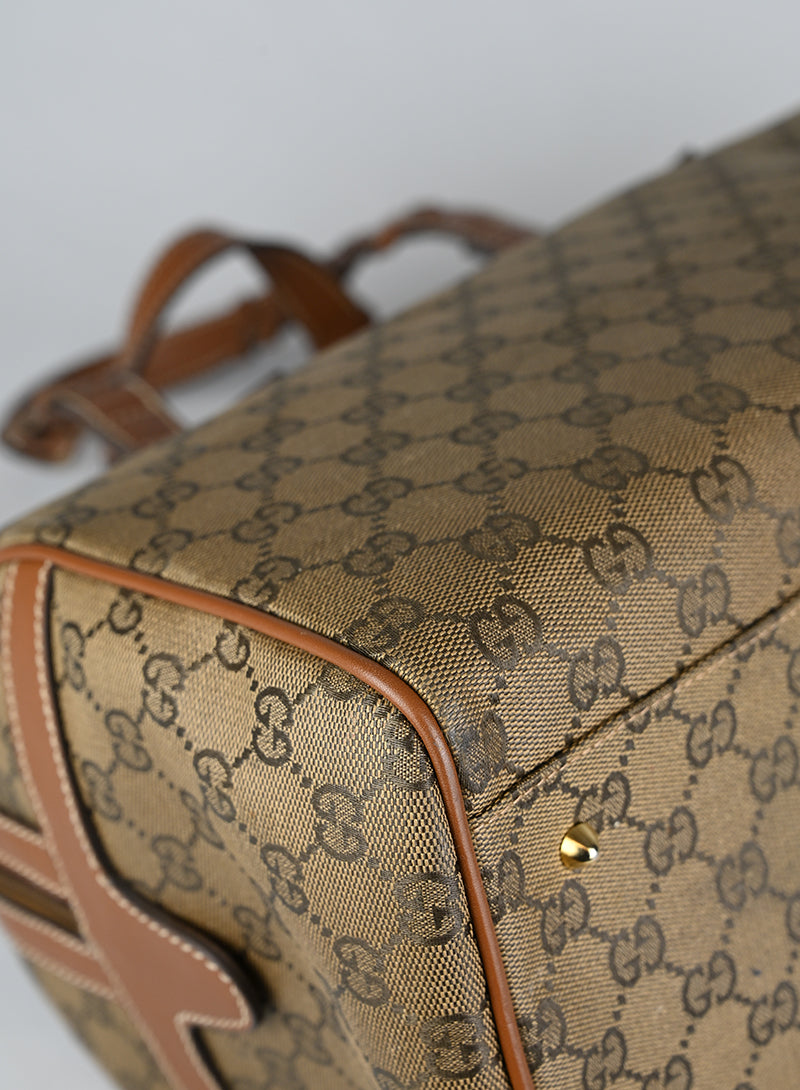 Gucci Bauletto Canvas Monogram GG Cuoio Vintage
