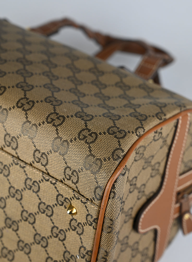 Gucci Bauletto Canvas Monogram GG Cuoio Vintage