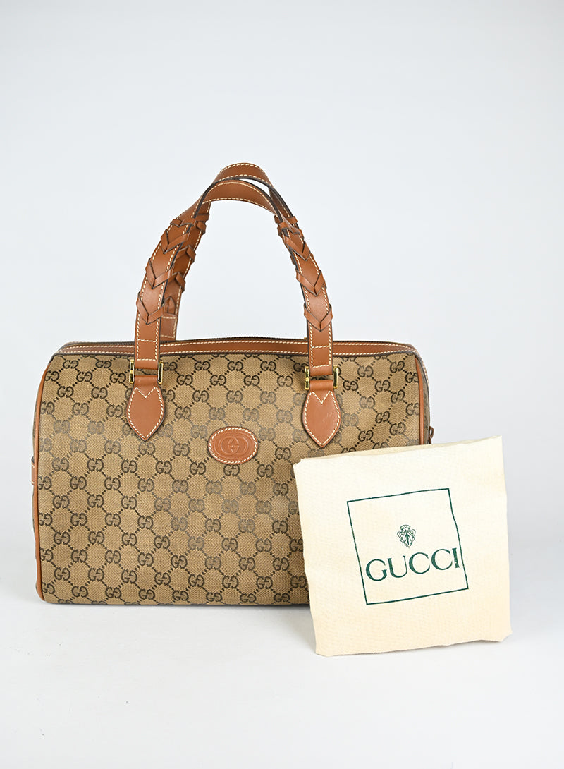 Gucci Bauletto Canvas Monogram GG Cuoio Vintage