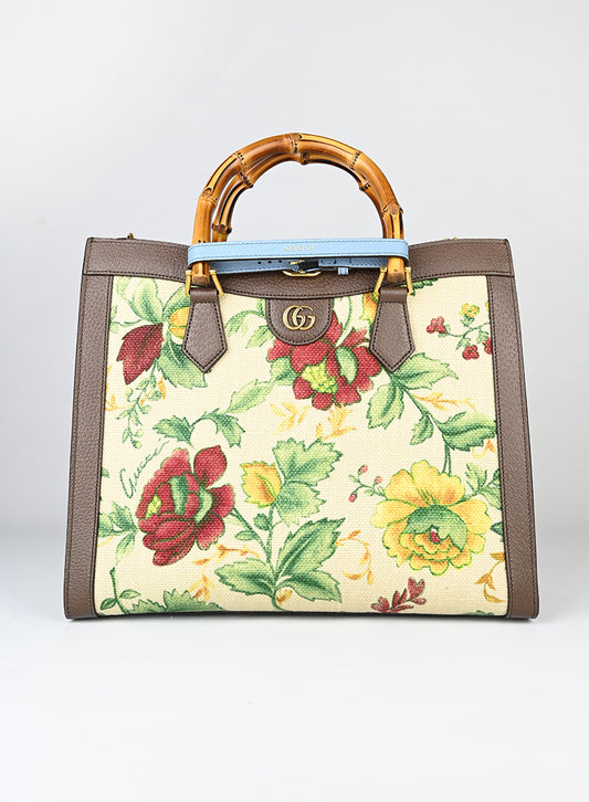 Gucci Borsa tote in canvas a fiori