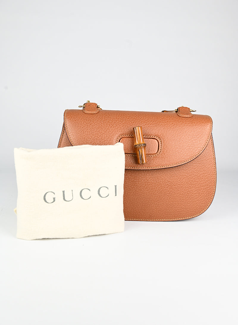 Gucci Borsa Bamboo 1947 in pelle cognac