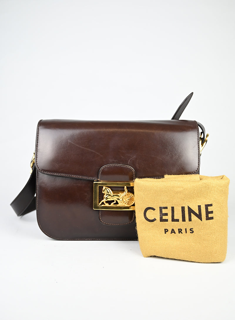 Celine Borsa in pelle marrone