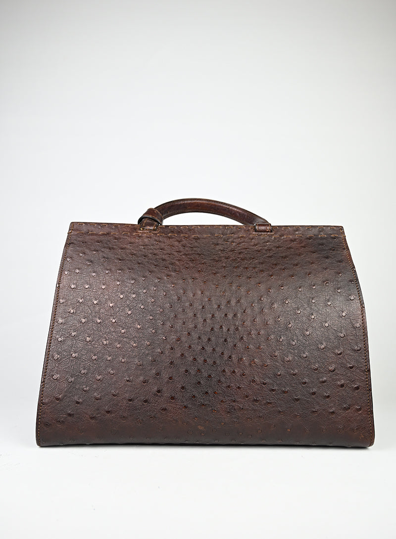 Gucci Borsa in pelle di struzzo marrone