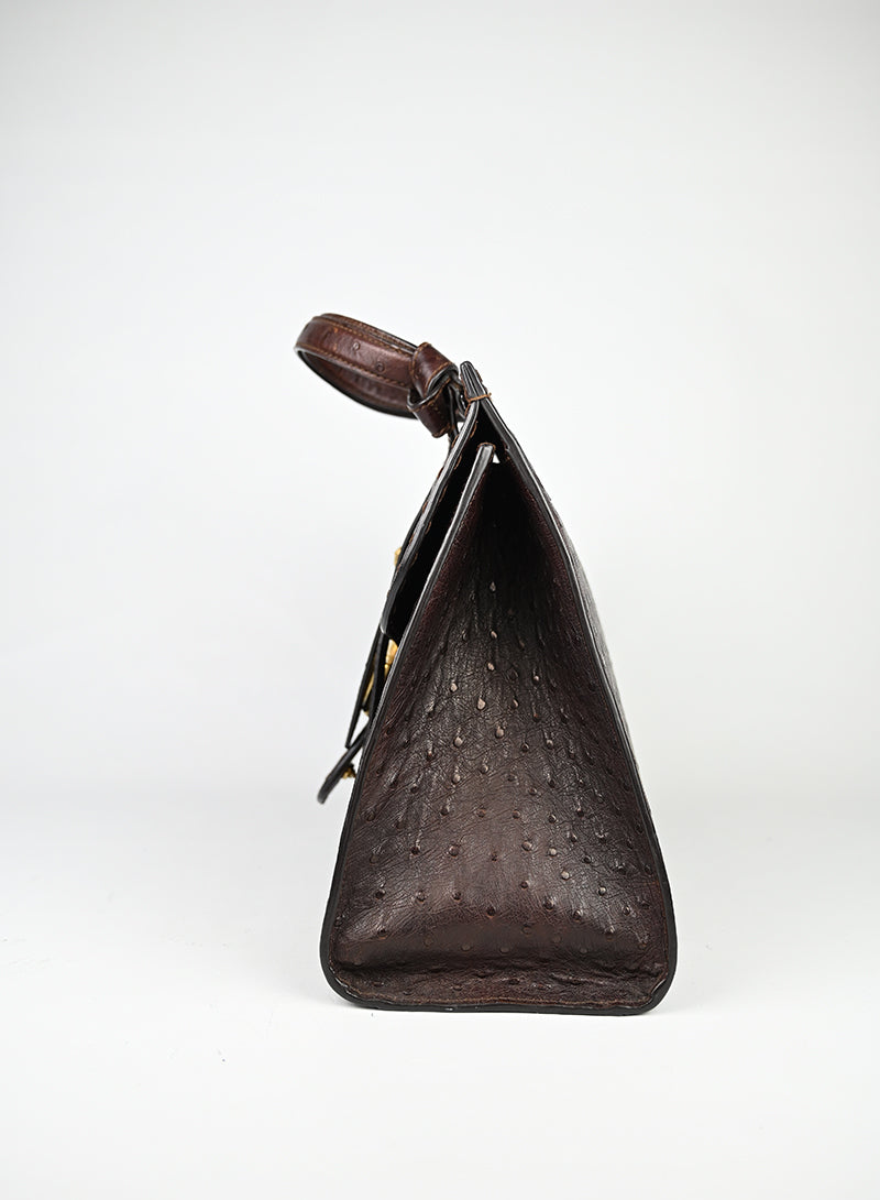 Gucci Borsa in pelle di struzzo marrone