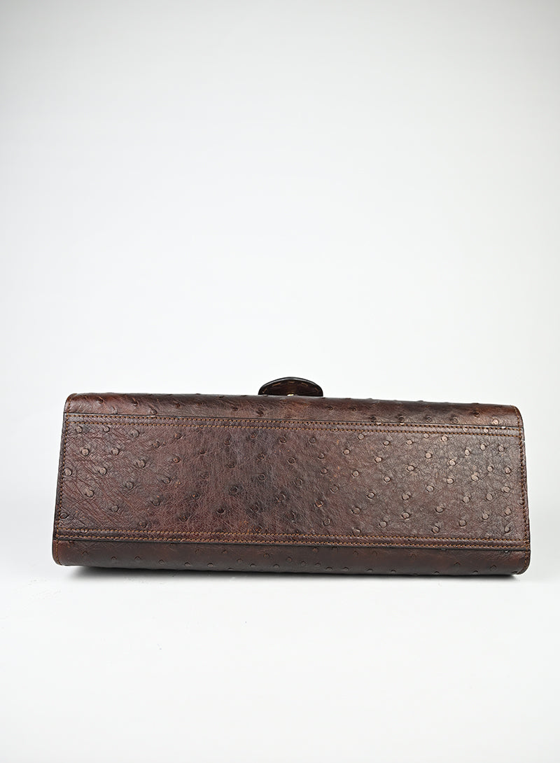 Gucci Borsa in pelle di struzzo marrone