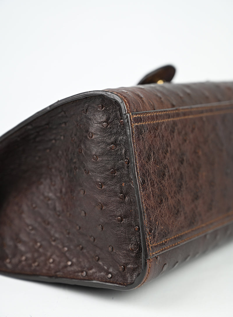 Gucci Borsa in pelle di struzzo marrone