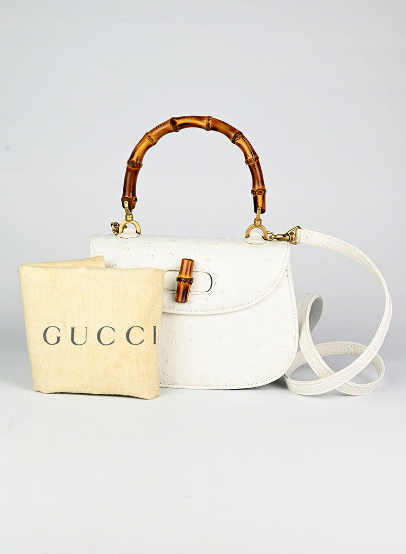 Gucci Borsa Bamboo in pelle bianca