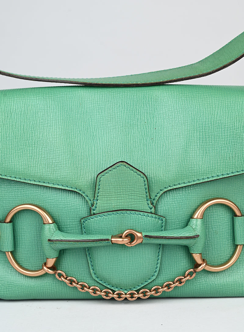 Gucci Borsa Horsebite in pelle verde menta -  lesleyluxuryvintage