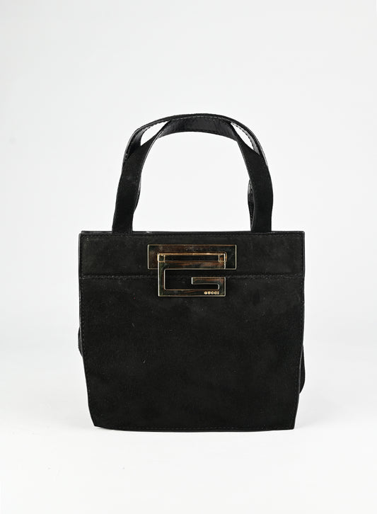Gucci Borsa in suede nera