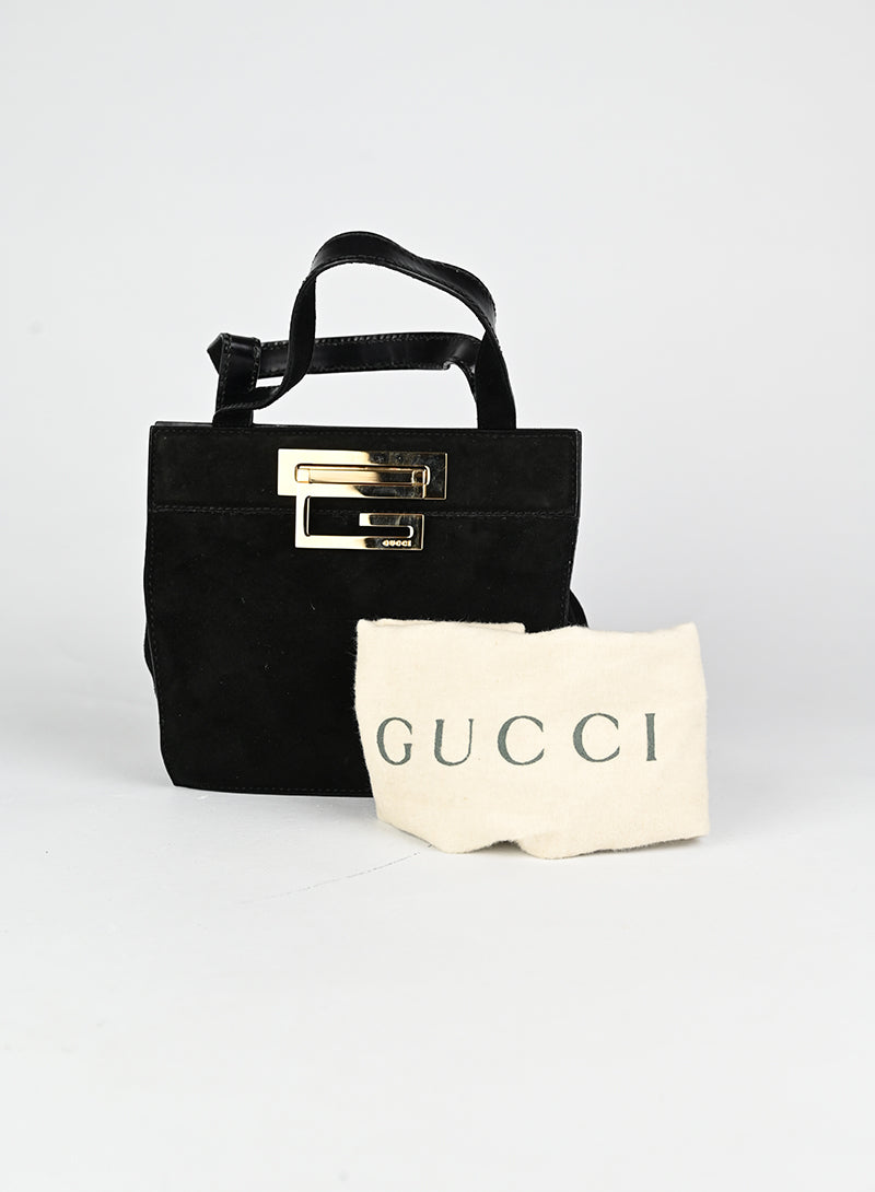 Gucci Borsa in suede nera