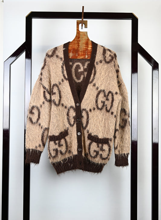 Gucci Cardigan in lana beige con GG - Tg. XS