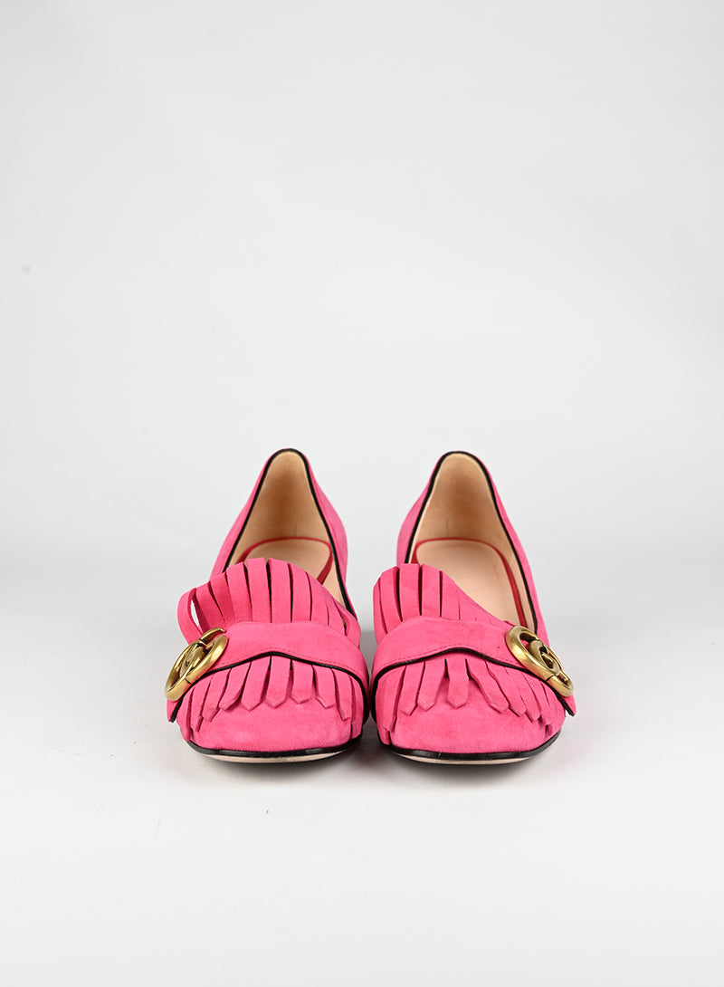 Gucci Décolleté Marmont in suede fucsia - N. 37