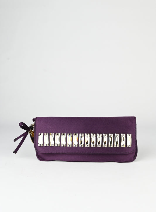 Gucci Pochette in raso viola con strass