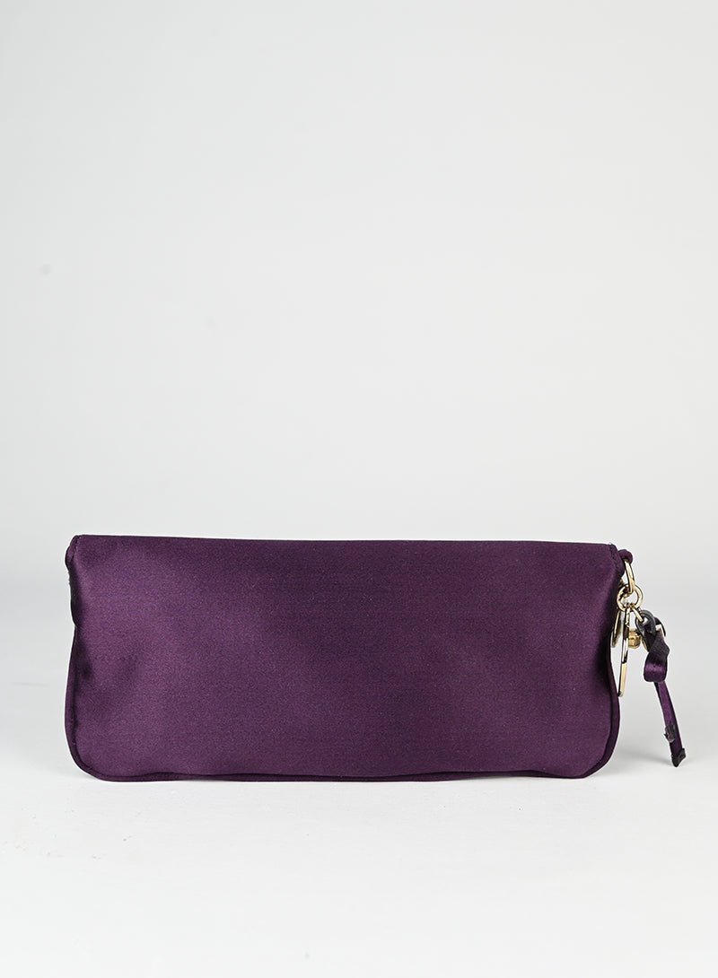Gucci Pochette in raso viola con strass
