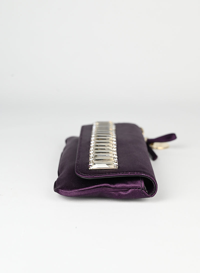 Gucci Pochette in raso viola con strass