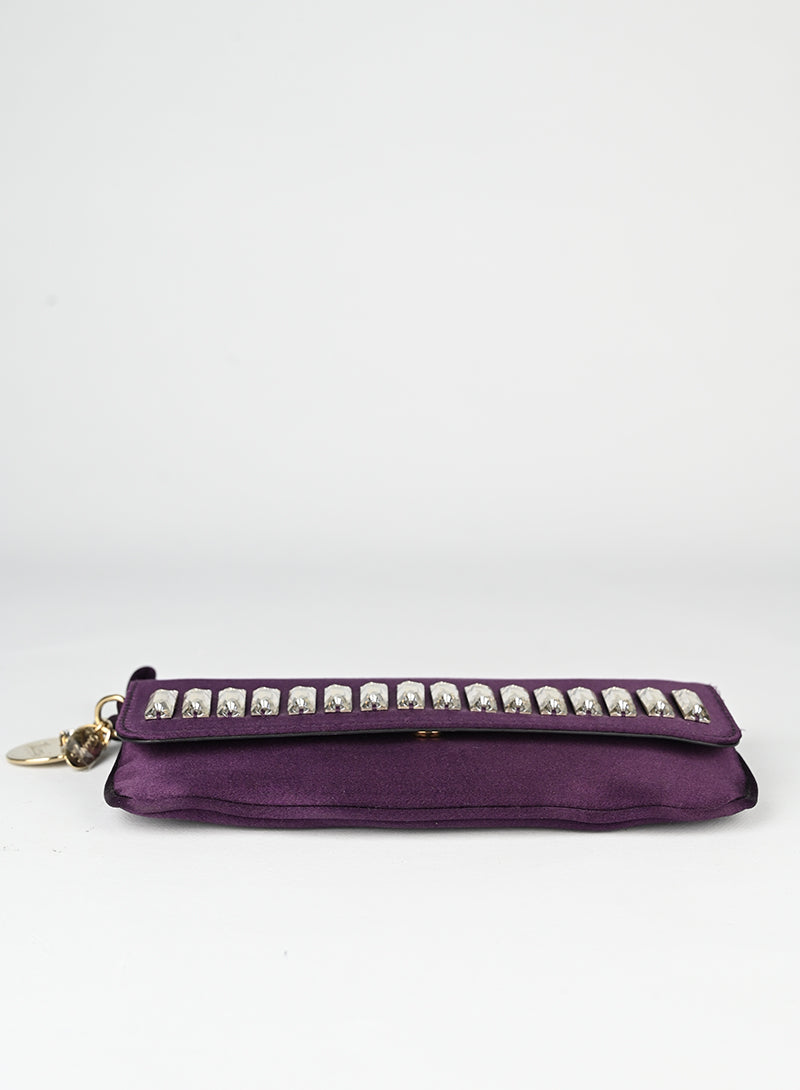 Gucci Pochette in raso viola con strass