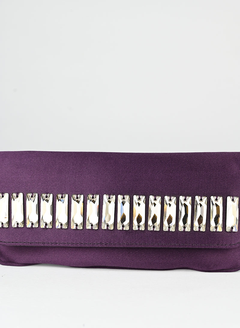 Gucci Pochette in raso viola con strass