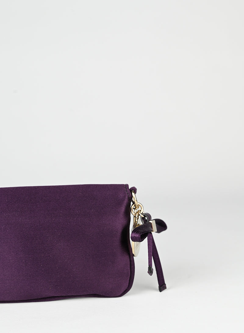 Gucci Pochette in raso viola con strass