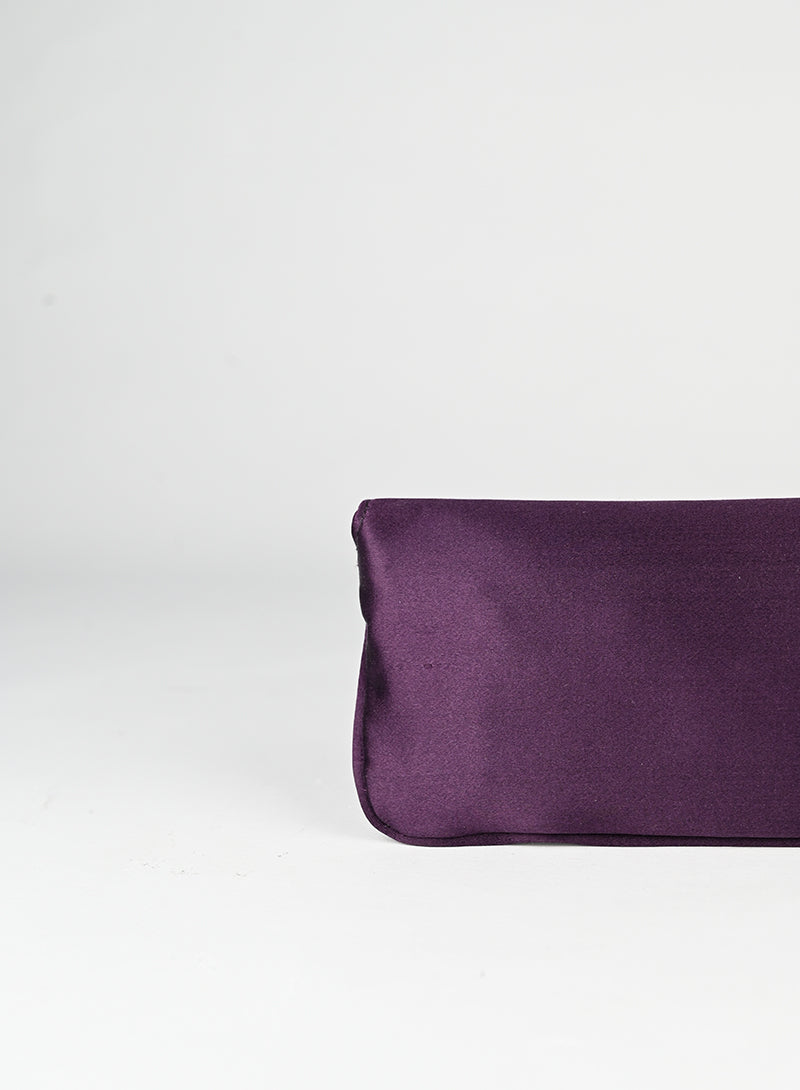 Gucci Pochette in raso viola con strass
