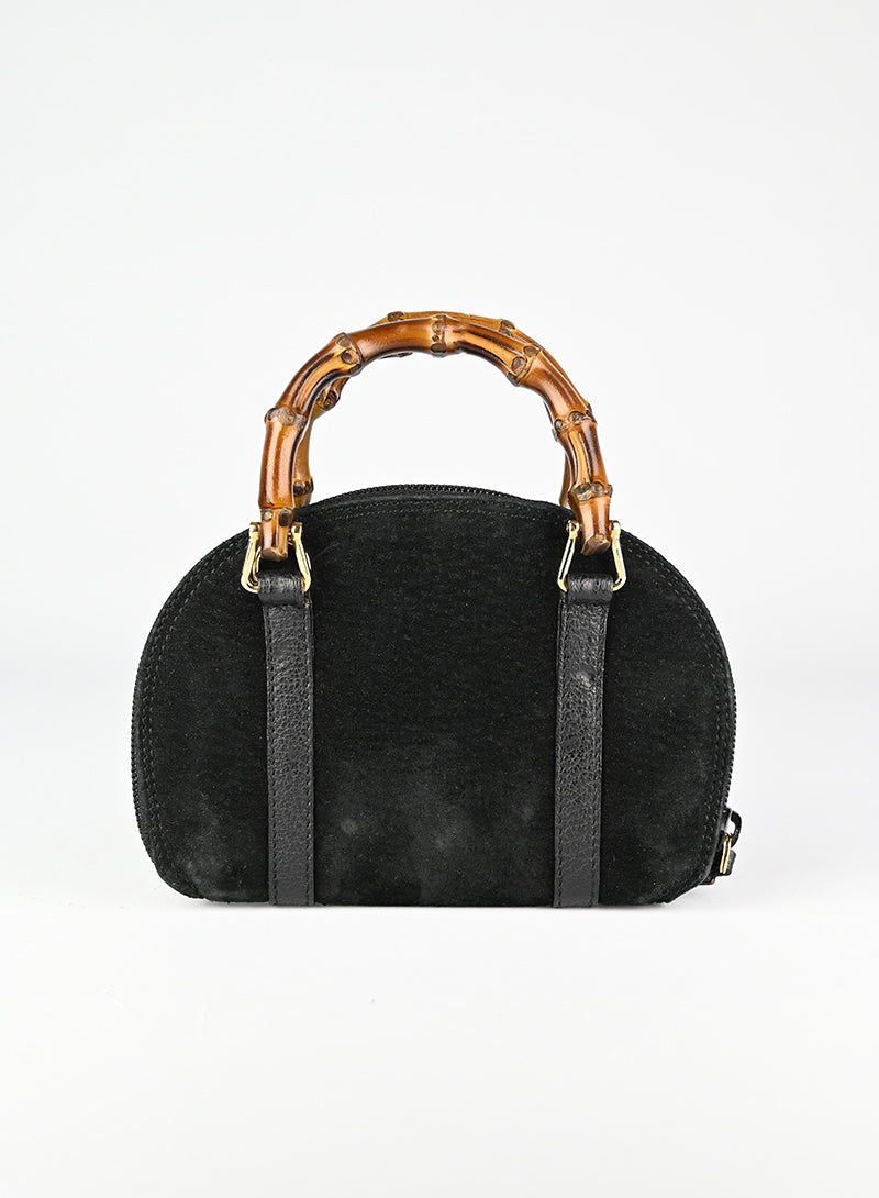 Gucci Borsa Bamboo in suede nero