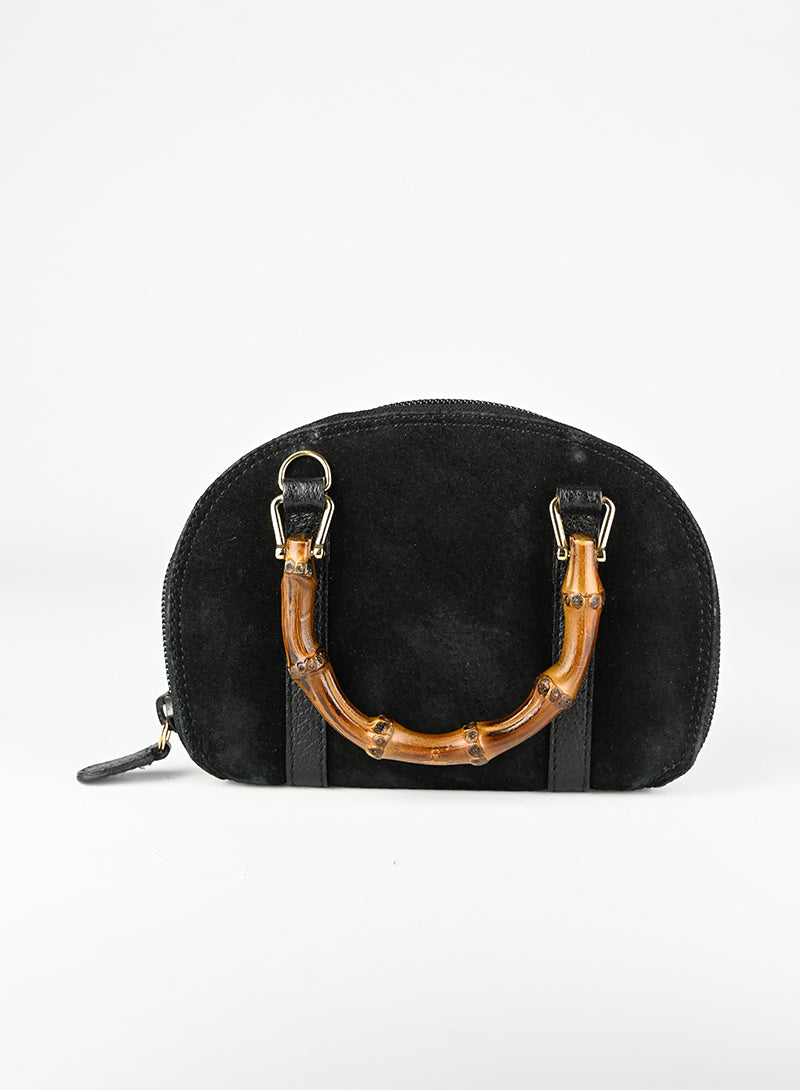 Gucci Borsa Bamboo in suede nero