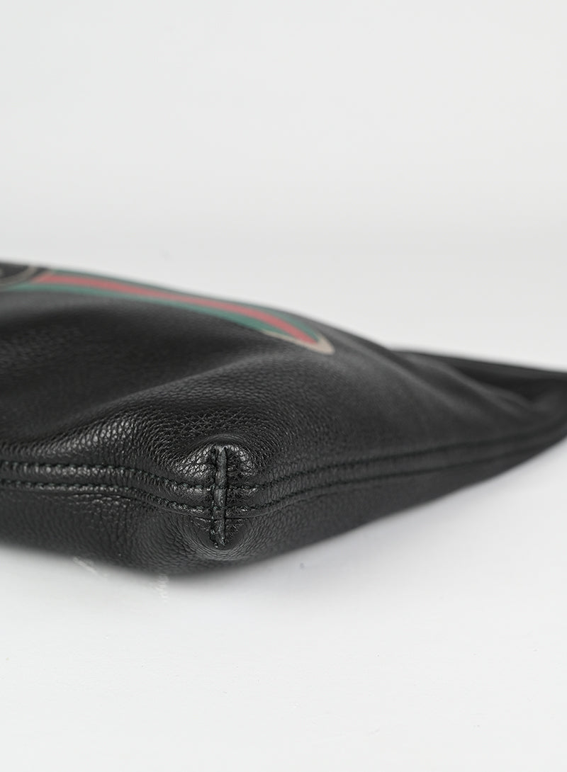 Gucci Pochette in pelle nera con logo