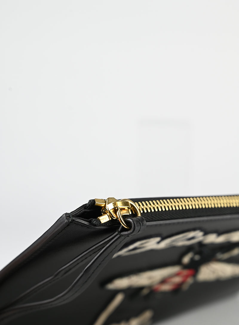 Gucci Pochette con ape in pelle nera
