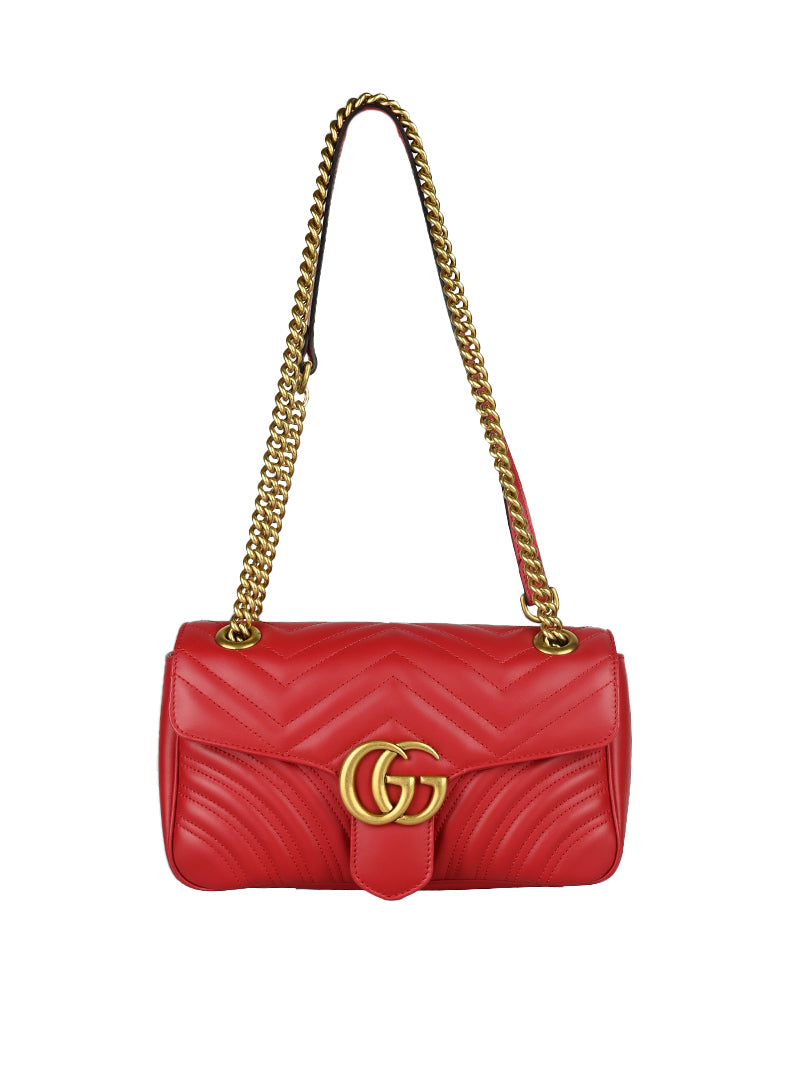 Gucci Borsa Marmont piccola in pelle rossa