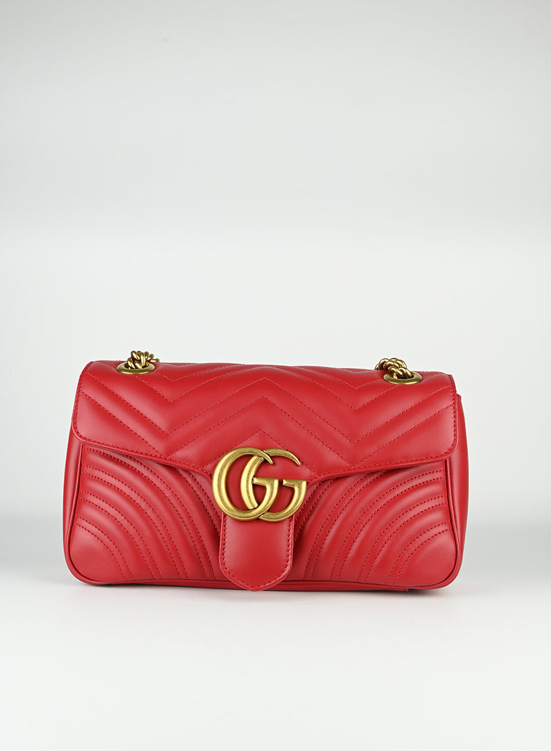 Gucci Borsa Marmont piccola in pelle rossa