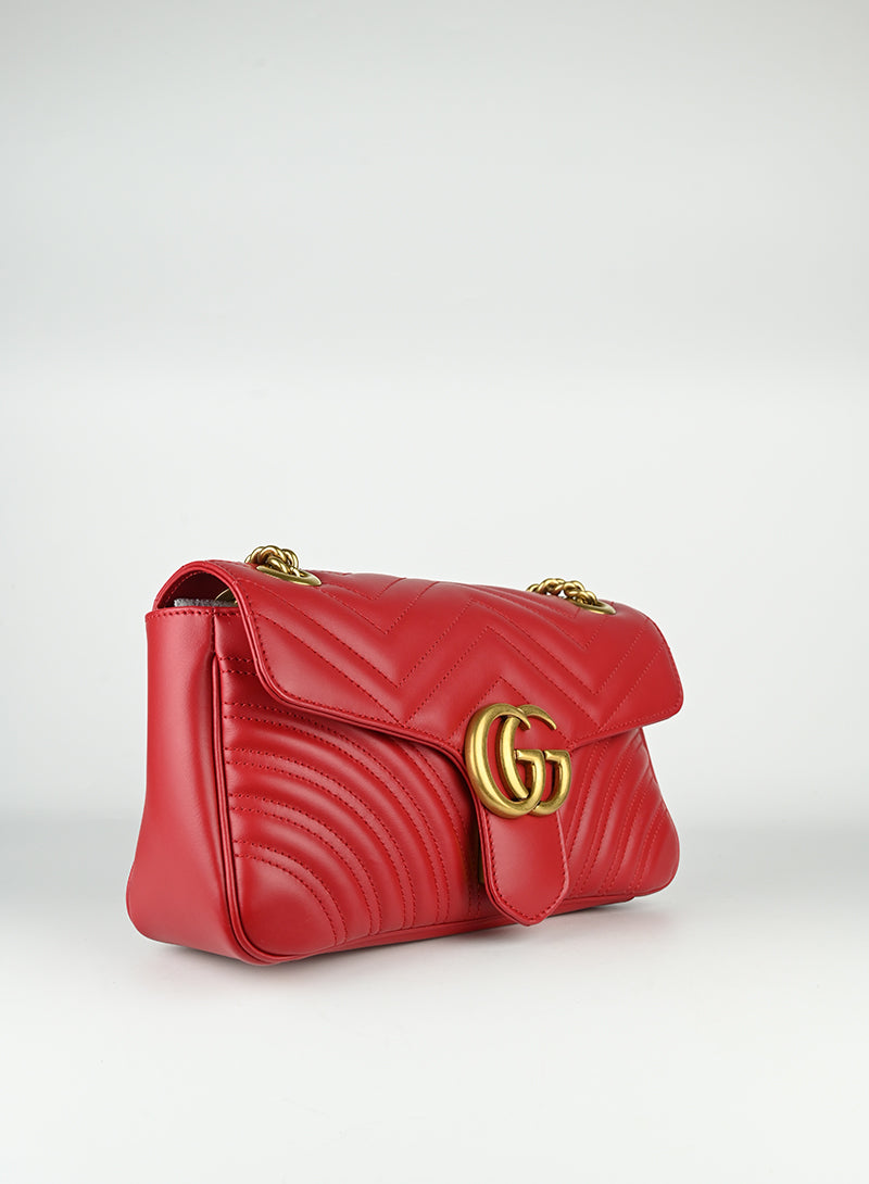 Gucci Borsa Marmont piccola in pelle rossa