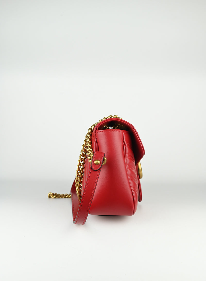 Gucci Borsa Marmont piccola in pelle rossa