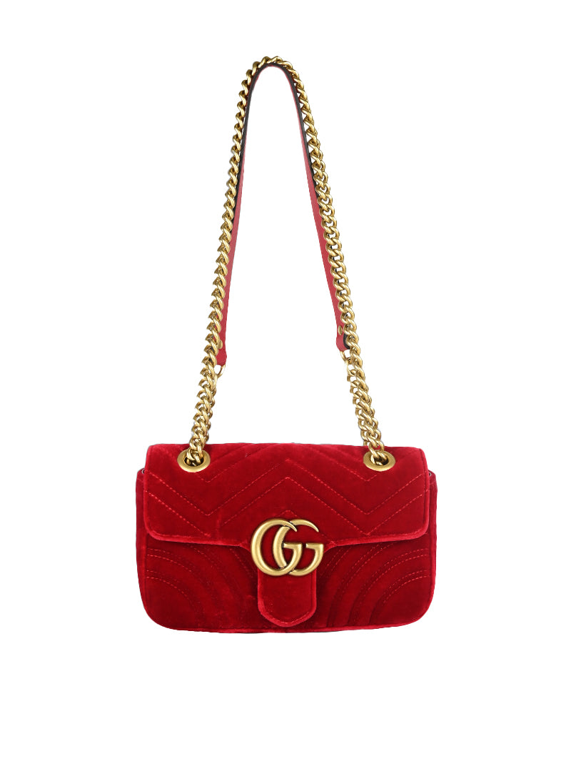 Gucci Borsa Marmont in velluto rosso