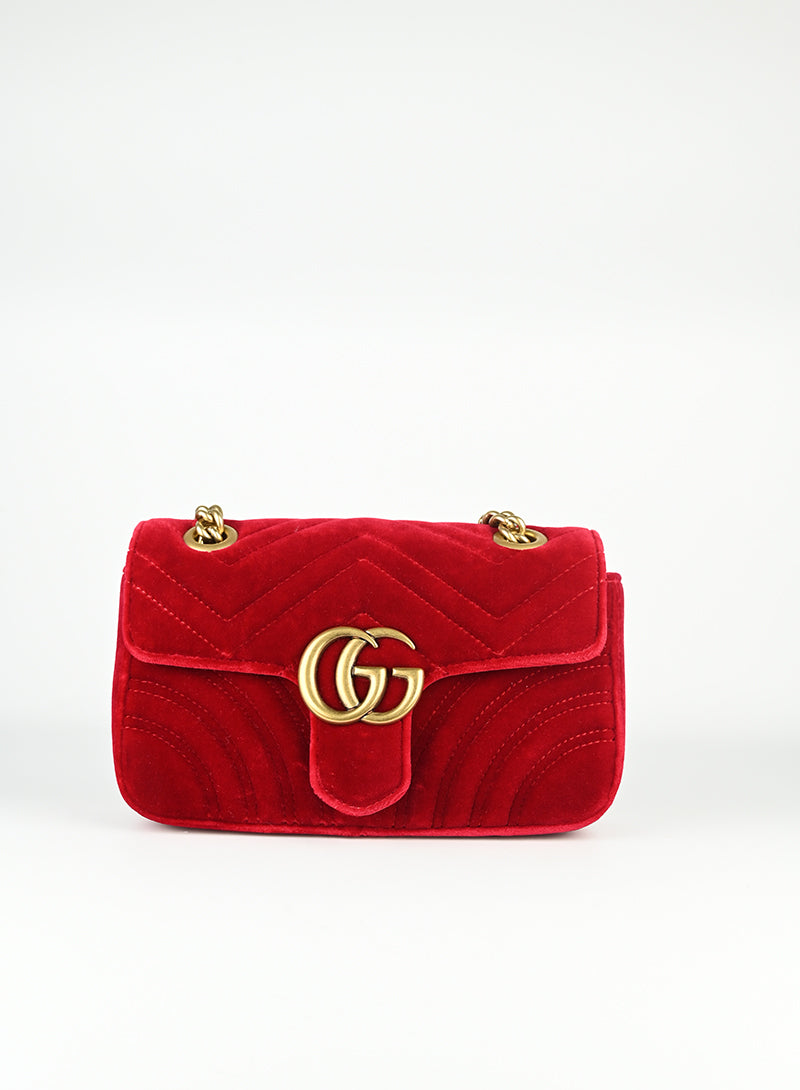 Gucci Borsa Marmont in velluto rosso