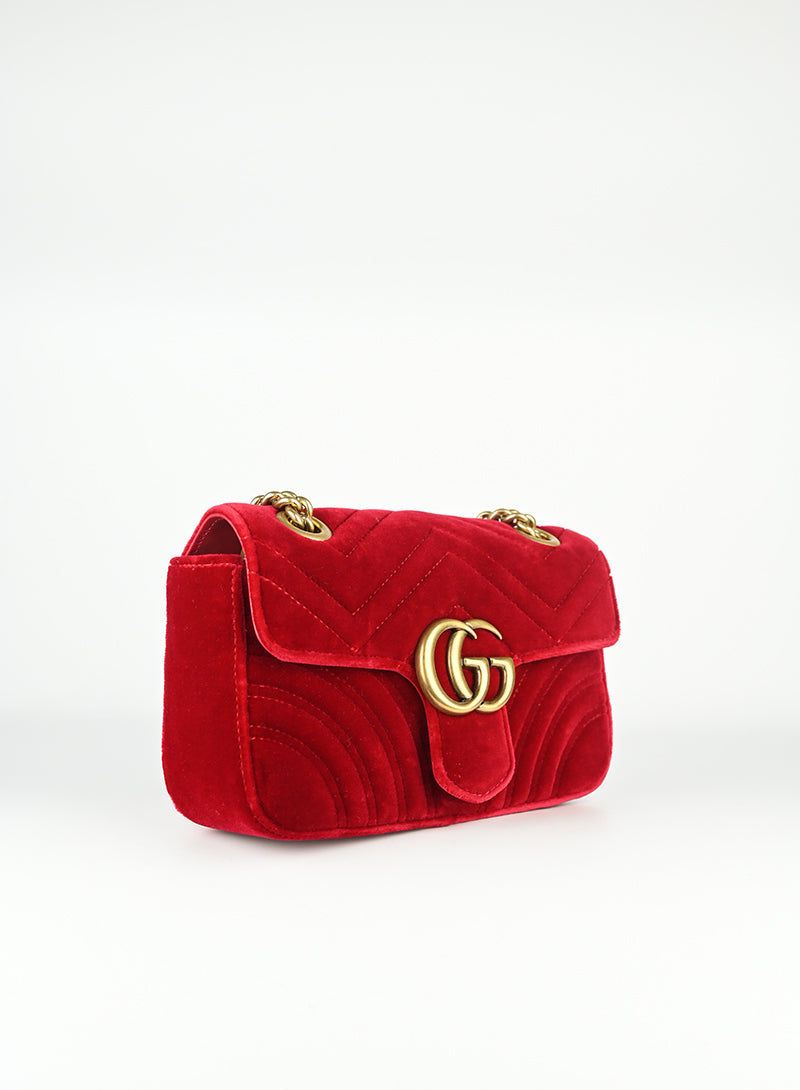 Gucci Borsa Marmont in velluto rosso