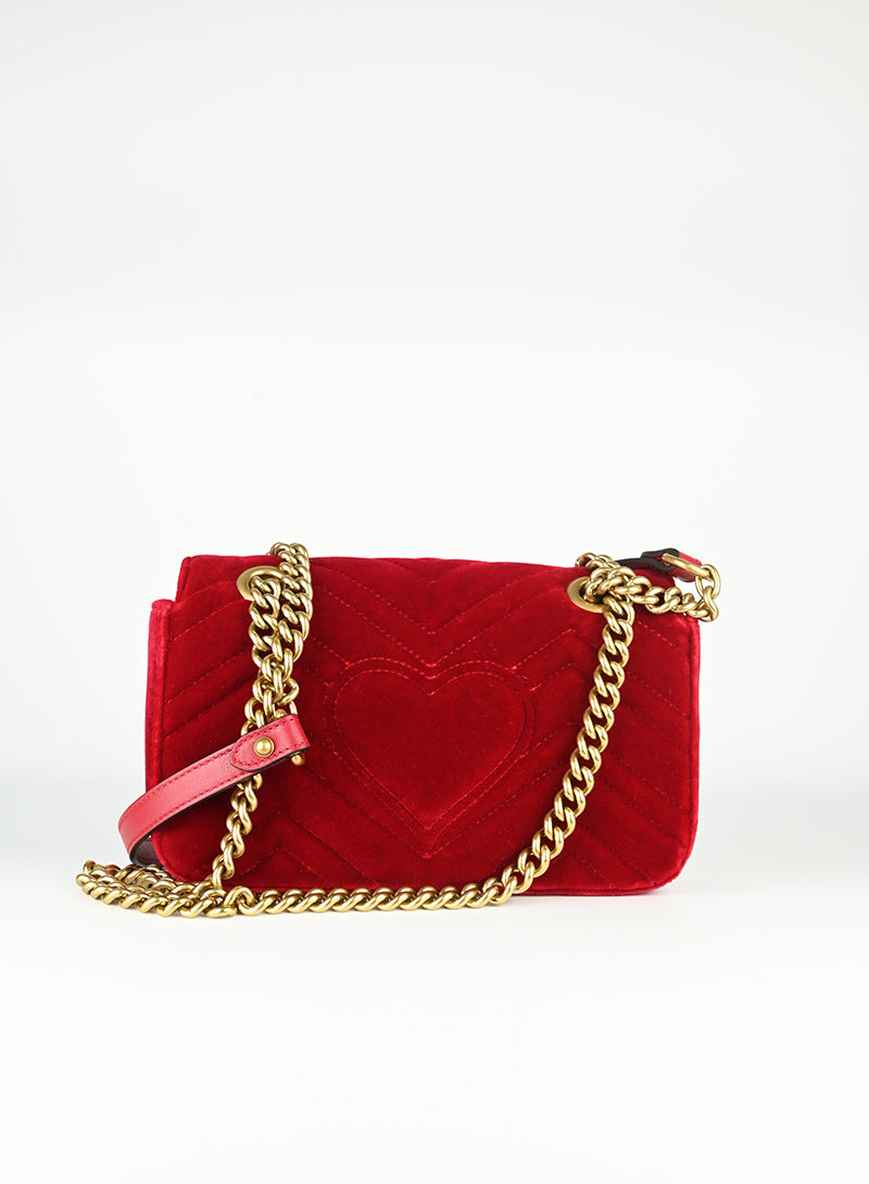 Gucci Borsa Marmont in velluto rosso