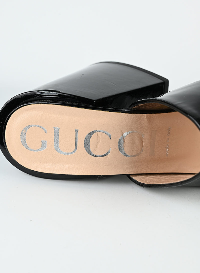 Gucci Sabot Horsebit in vernice neri - N. 40