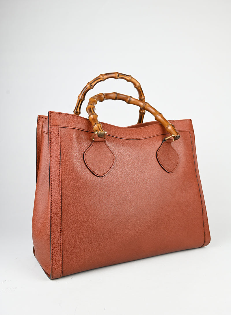 Gucci Shopper Bamboo in pelle ruggine