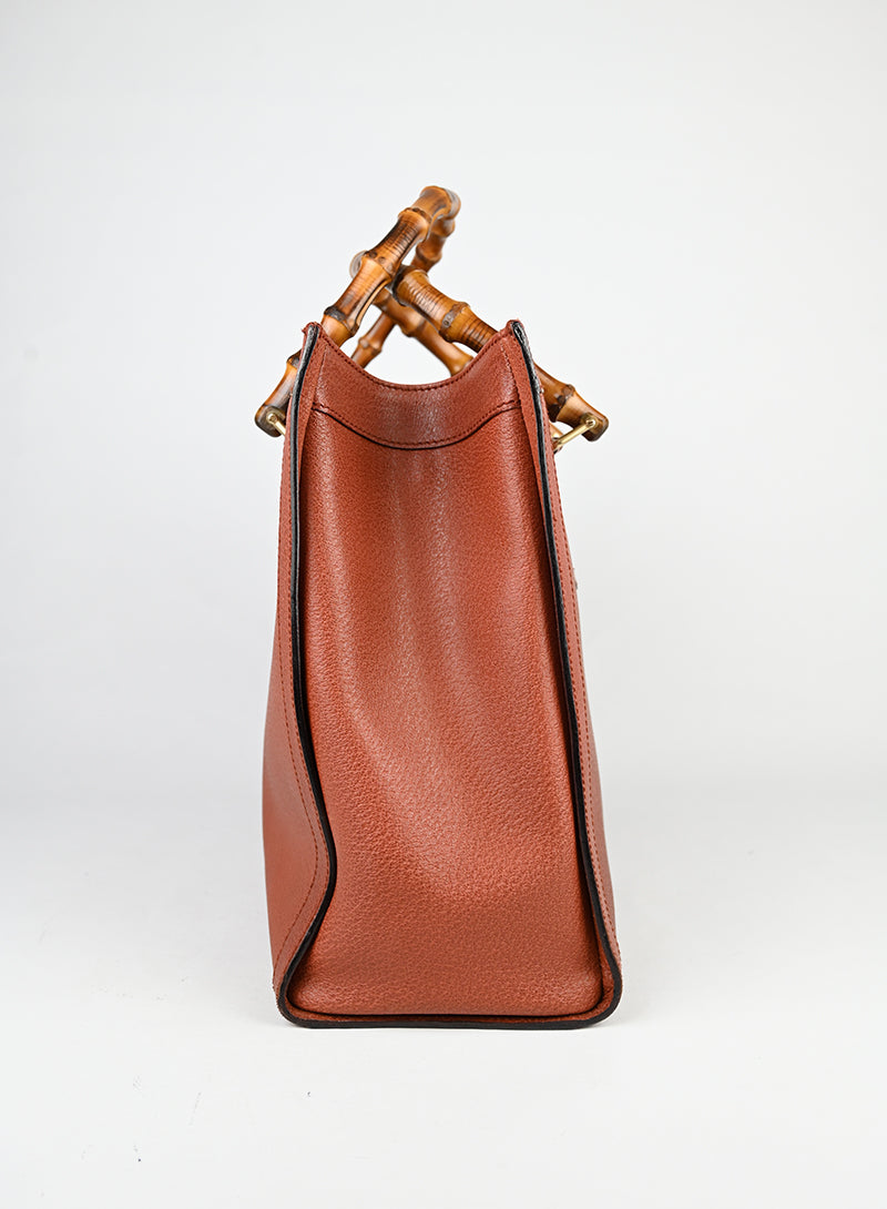 Gucci Shopper Bamboo in pelle ruggine