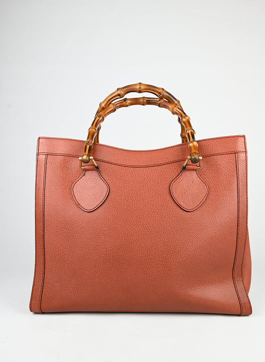Gucci Shopper Bamboo in pelle ruggine