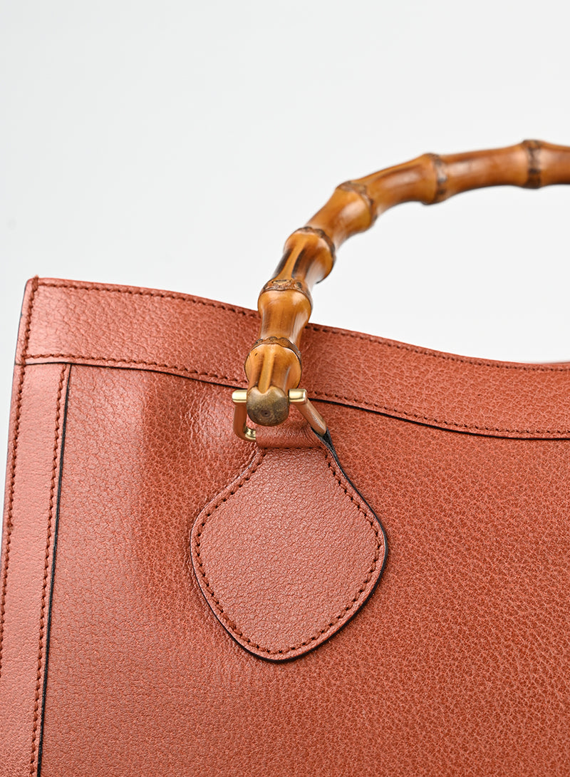 Gucci Shopper Bamboo in pelle ruggine