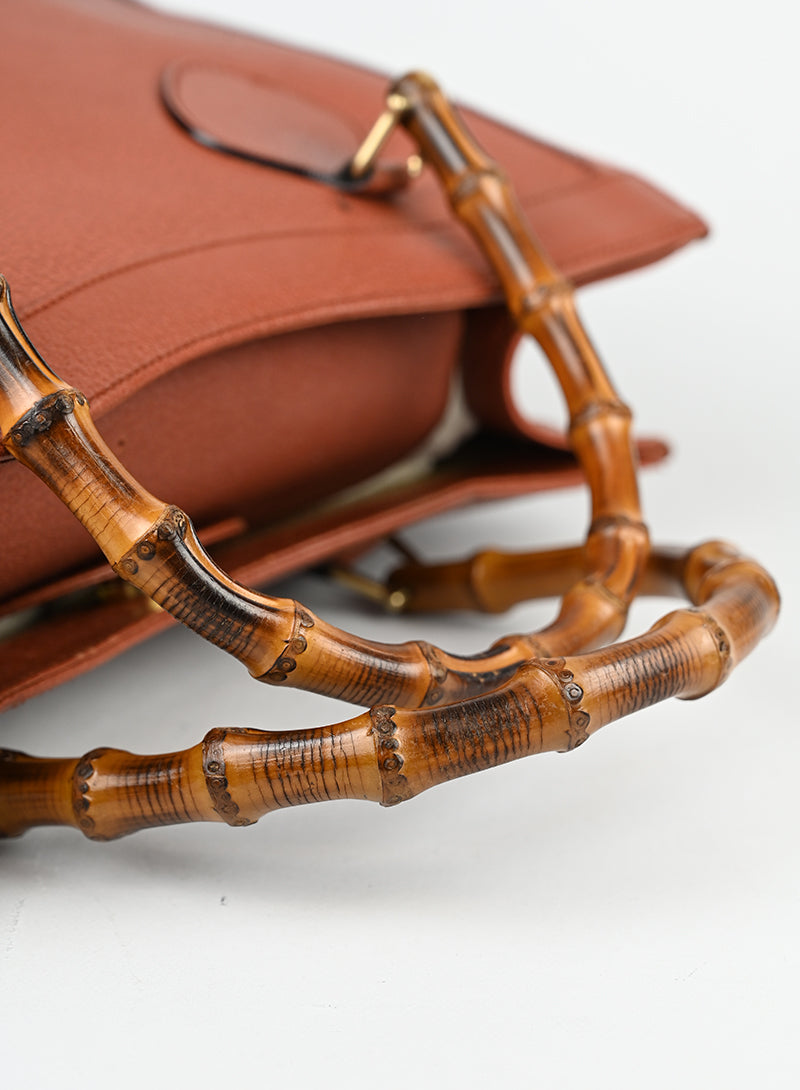 Gucci Shopper Bamboo in pelle ruggine