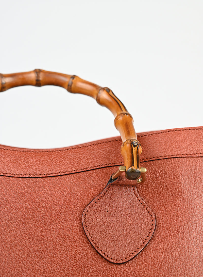Gucci Shopper Bamboo in pelle ruggine