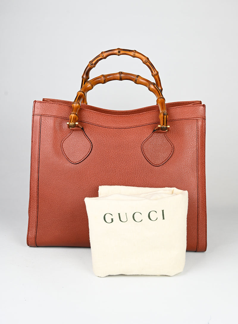Gucci Shopper Bamboo in pelle ruggine