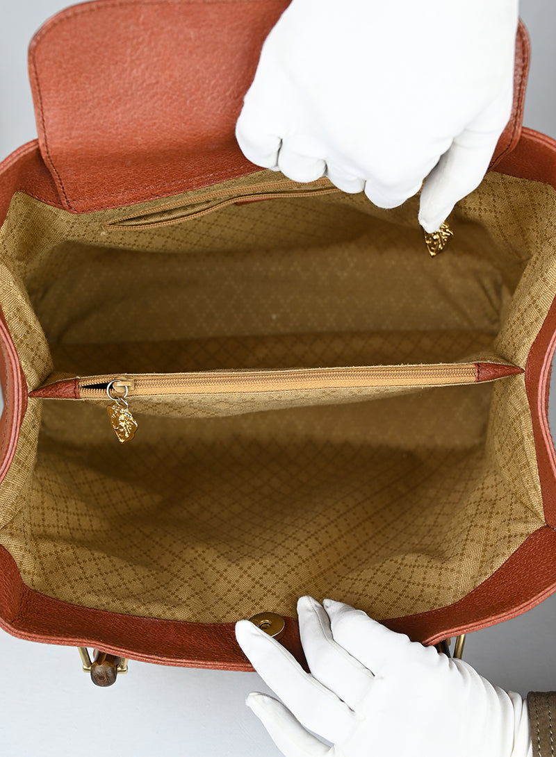 Gucci Shopper Bamboo in pelle ruggine