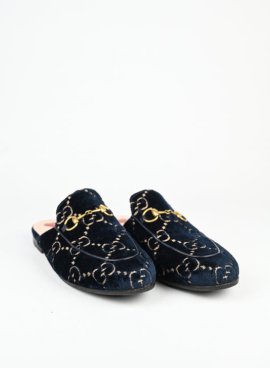 Gucci Slipper in velluto blu - N. 37