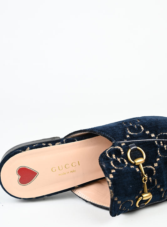 Gucci Slipper in velluto blu - N. 37
