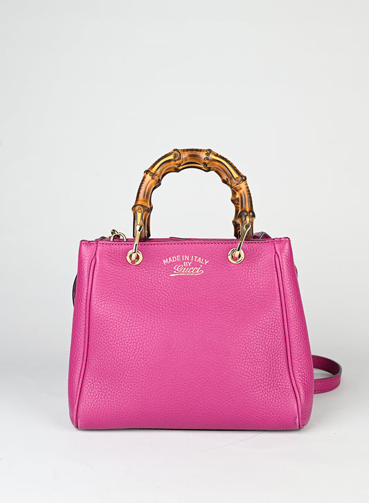 Gucci Borsa Bamboo in pelle ciclamino
