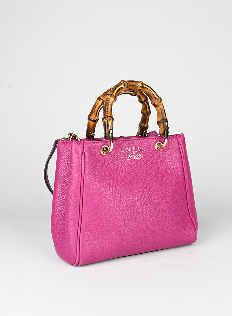Gucci Borsa Bamboo in pelle ciclamino