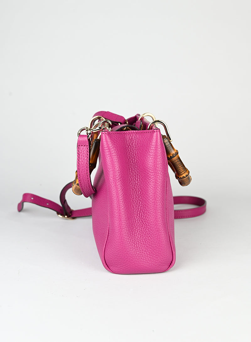 Gucci Borsa Bamboo in pelle ciclamino